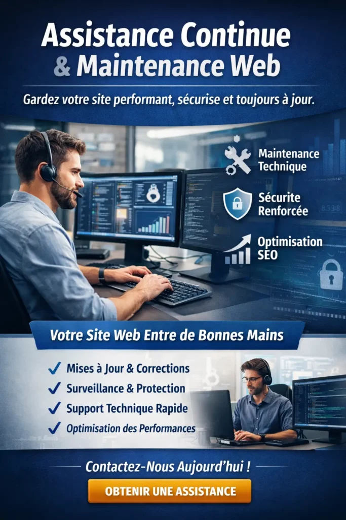 Maintenance Web professionnelle et Assistance Continue